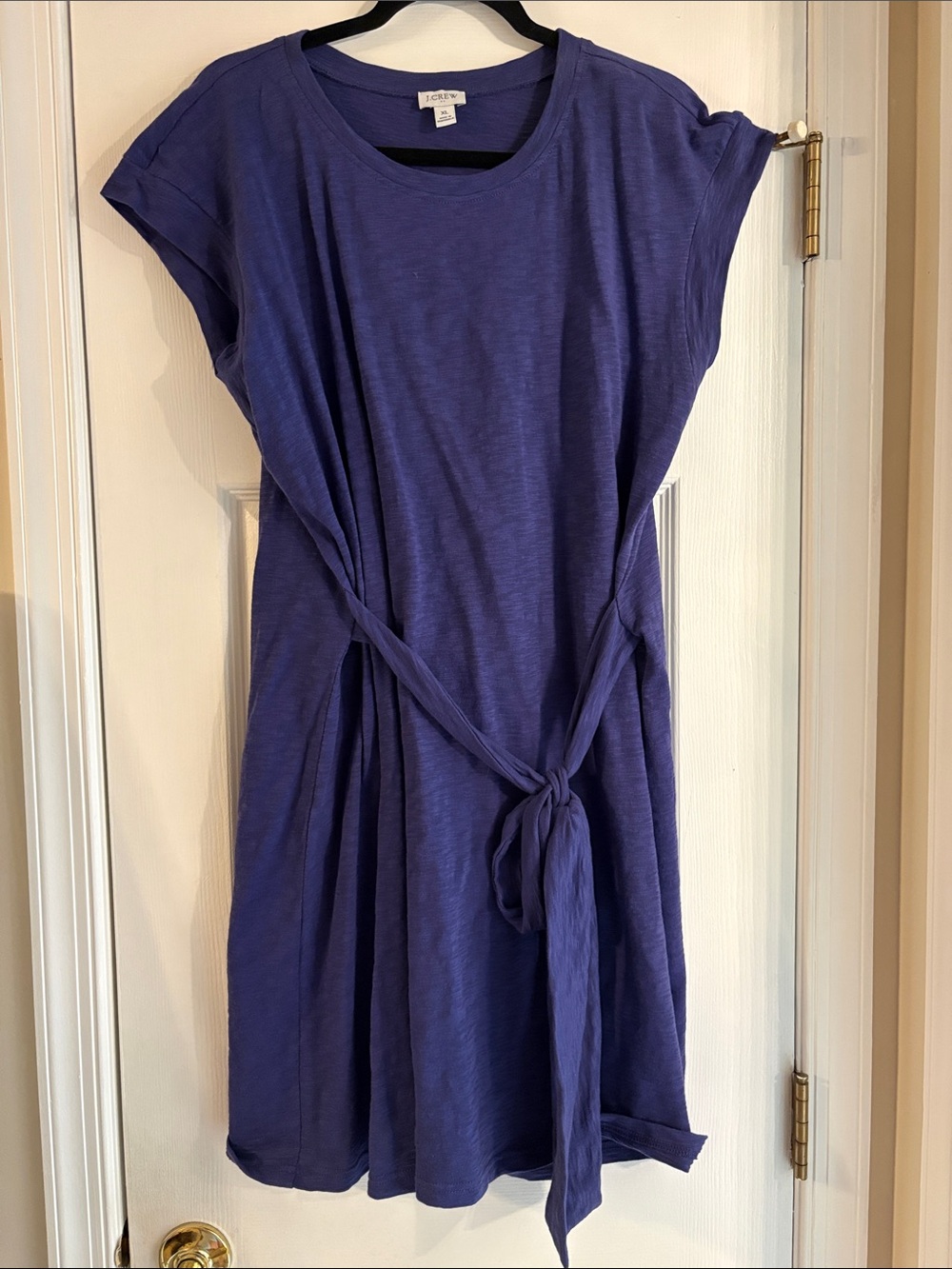 J. Crew Purple Tie-Waist T-Shirt Dress - Picture 1 of 3